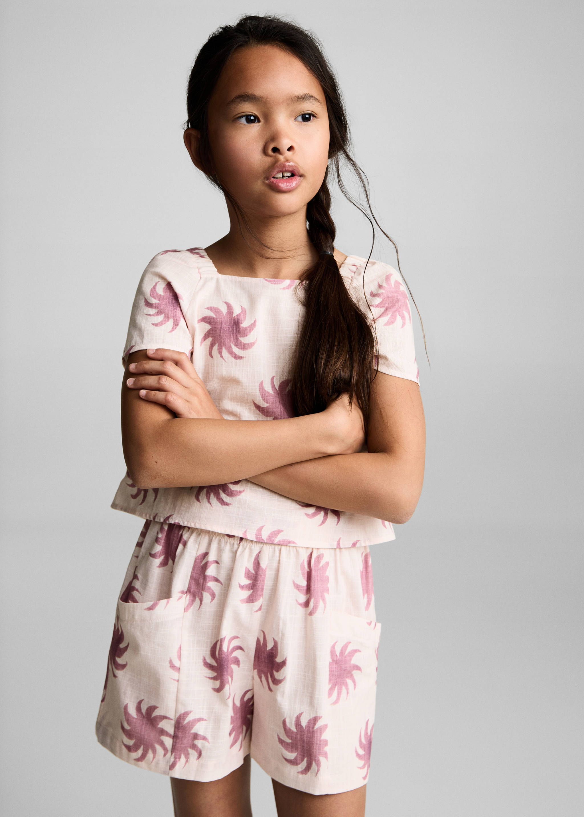 Printed crop blouse - Medium plane