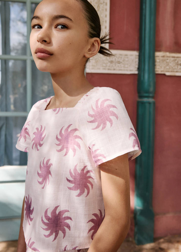 Printed crop blouse — Pink