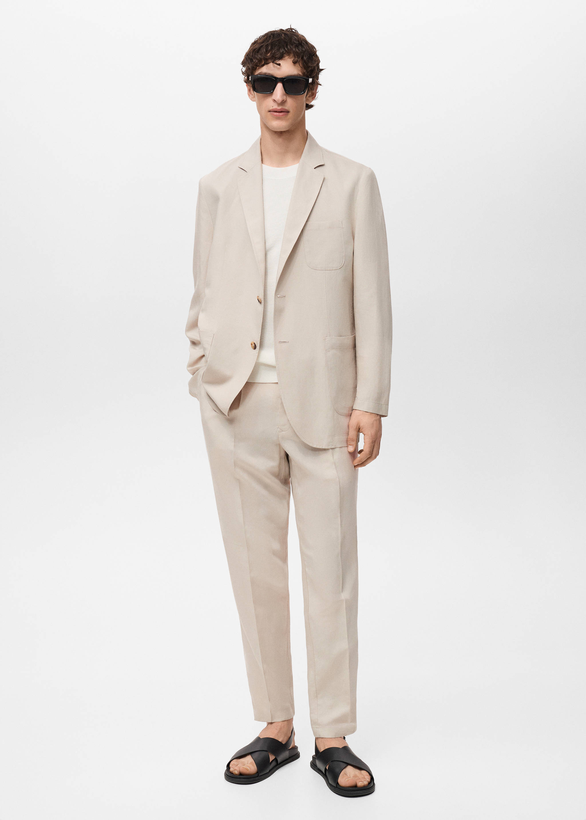 Veste de costume slim-fit lin et lyocell mélangé - Plan général