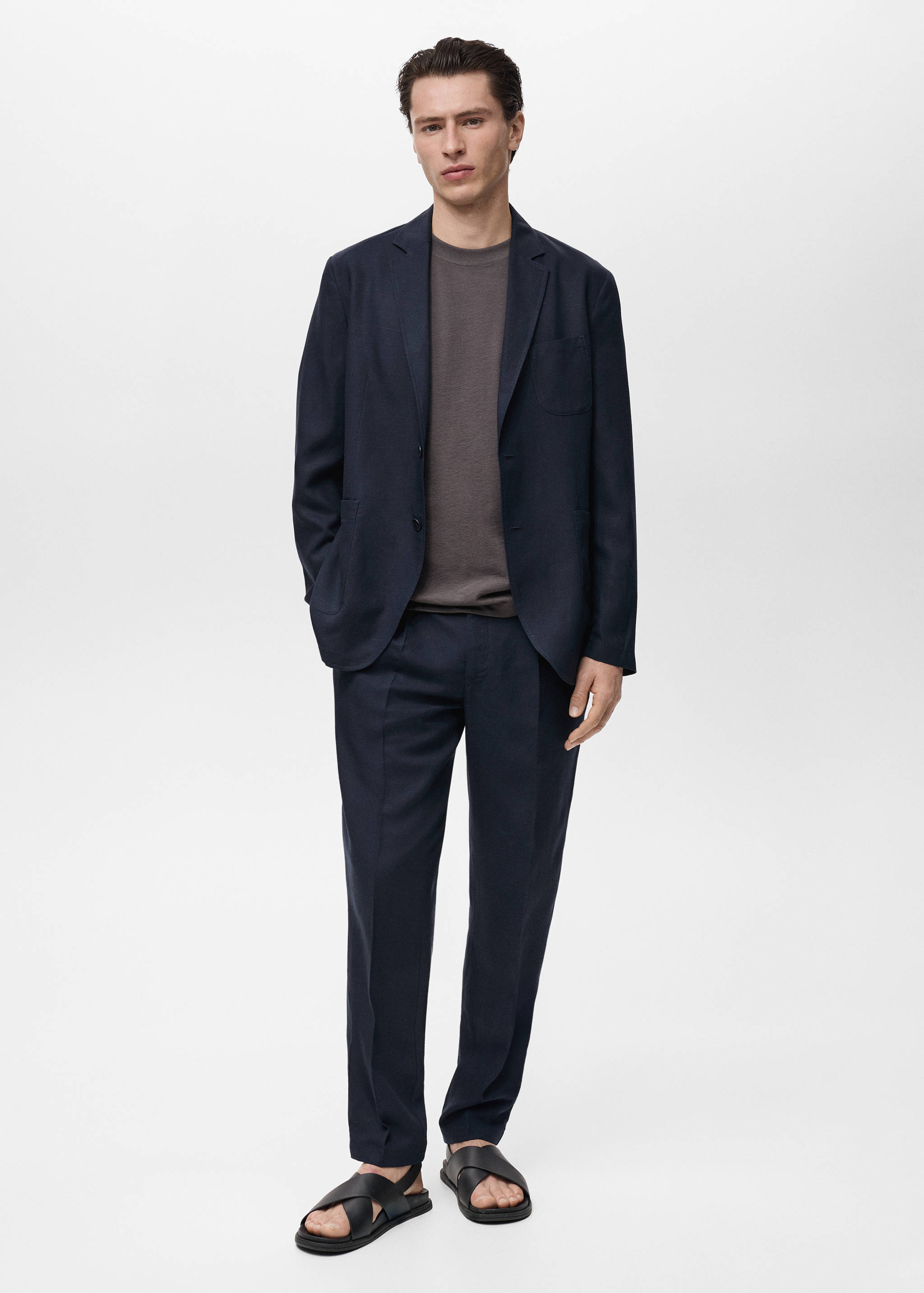 Veste de costume slim-fit lin et lyocell mélangé - Plan général