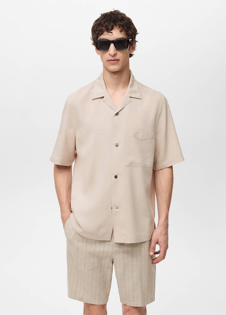 Lyocell shirt with pocket — Sand