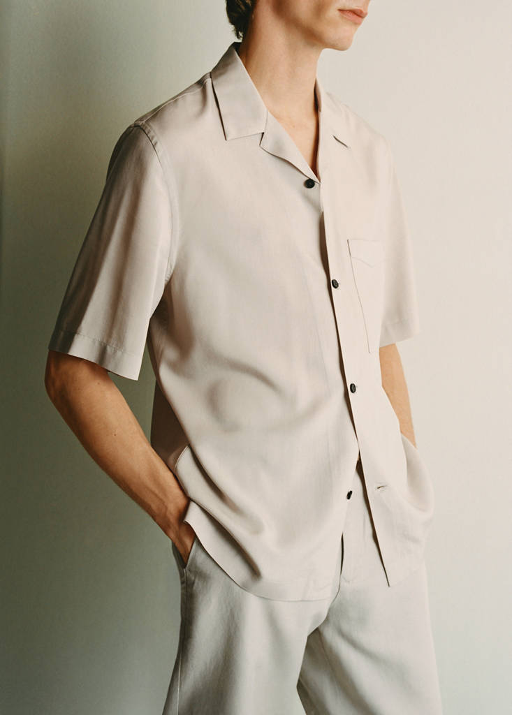 Lyocell shirt with pocket — Sand
