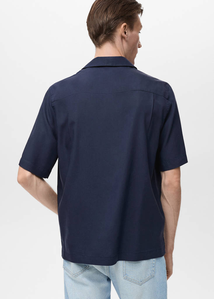 Lyocell shirt with pocket — Dark Navy