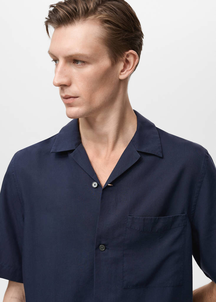 Lyocell shirt with pocket — Dark Navy