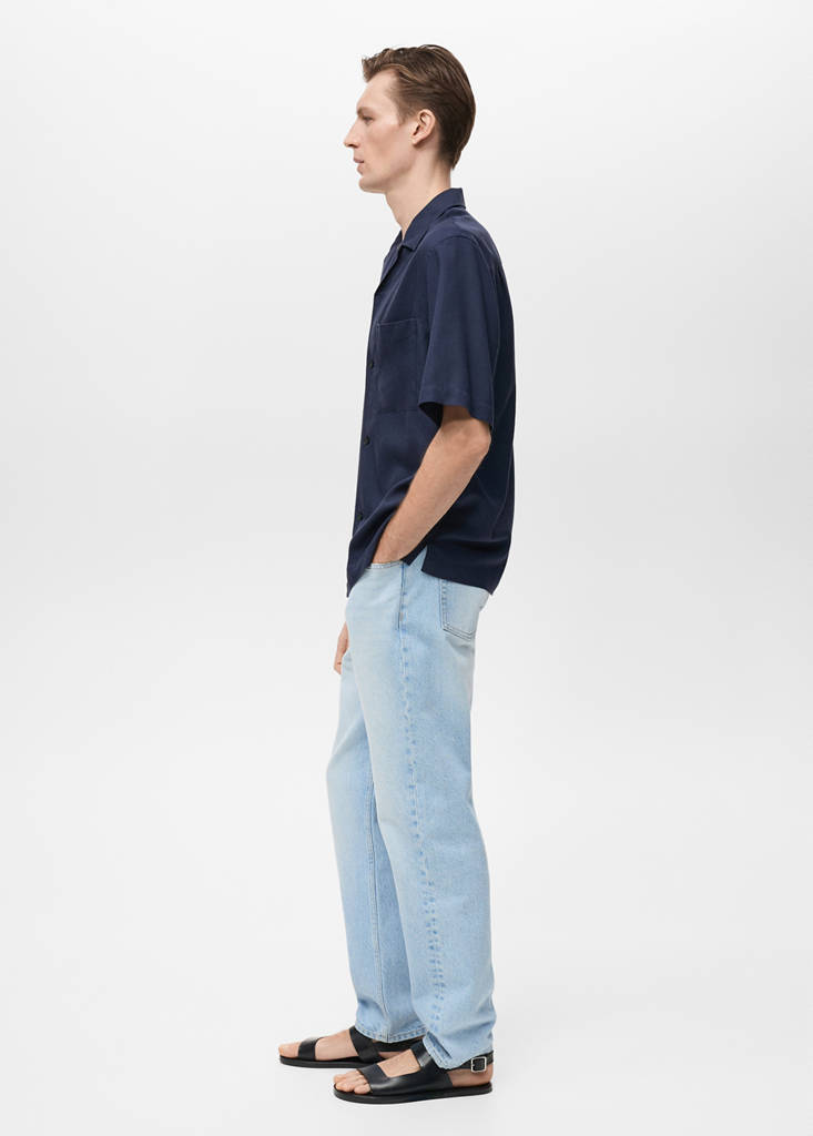 Lyocell shirt with pocket — Dark Navy