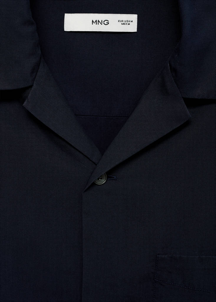 Lyocell shirt with pocket — Dark Navy