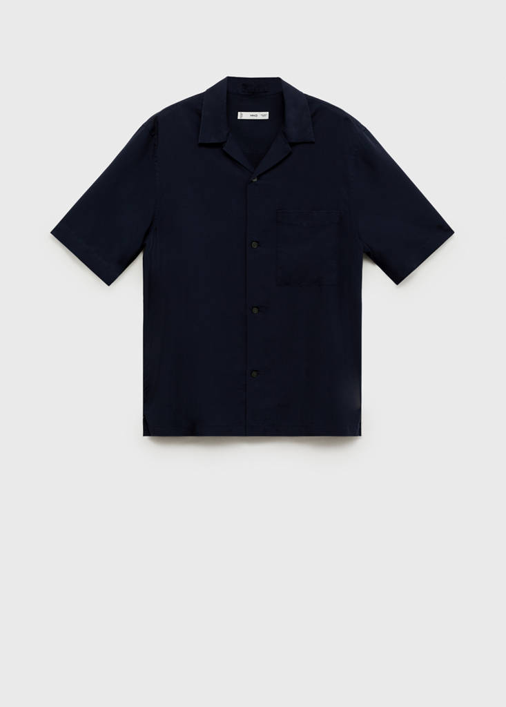 Lyocell shirt with pocket — Dark Navy