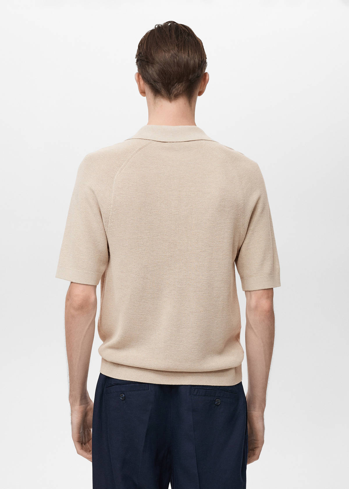 Structured knitted polo shirt — Sand