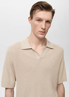 Structured knitted polo shirt — Sand 4