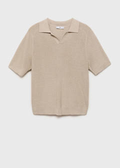 Structured knitted polo shirt — Sand 7