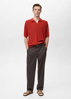 Structured knitted polo shirt — Red 2