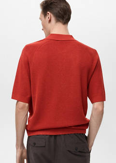 Structured knitted polo shirt — Red 3