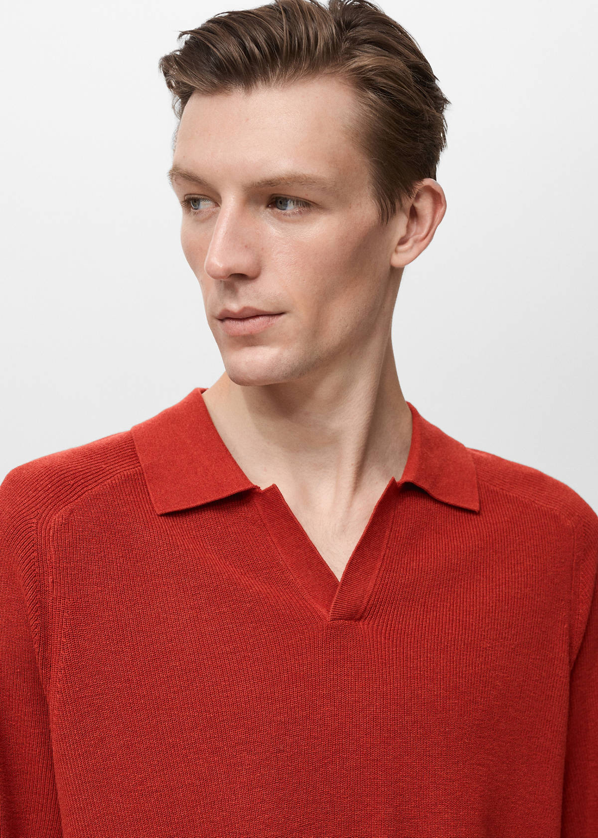 Structured knitted polo shirt — Red