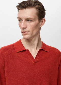 Structured knitted polo shirt — Red 4