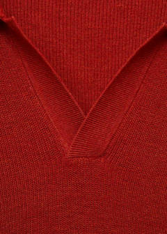 Structured knitted polo shirt — Red 7
