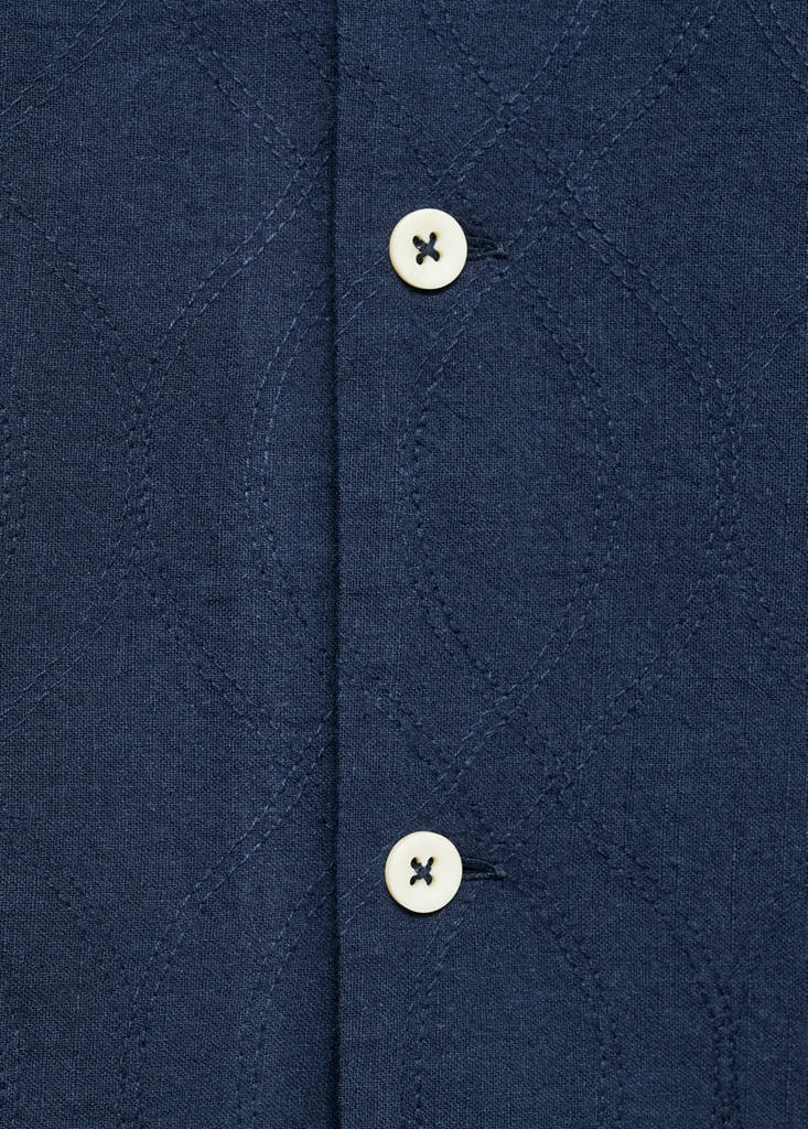 Shirt with embroidered bowling collar — Dark Navy
