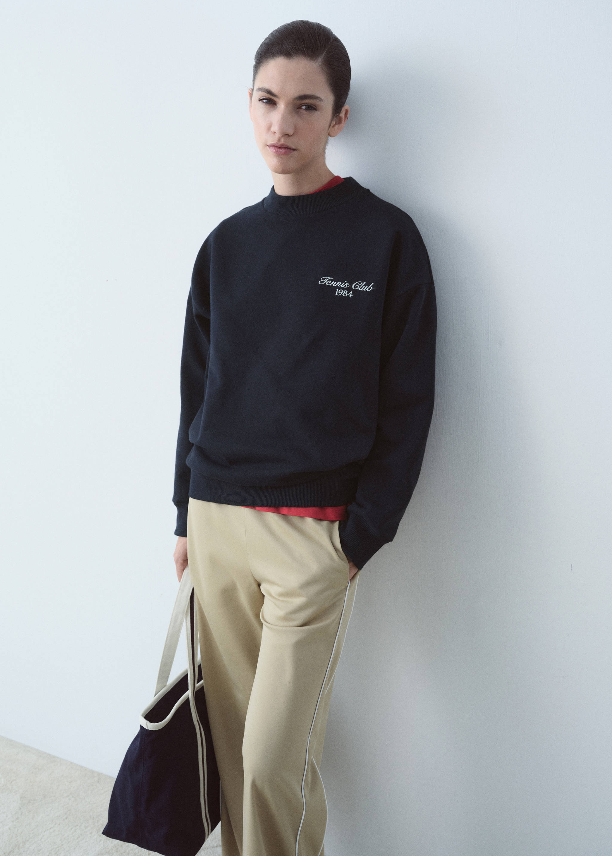 Oversized sweatshirt with printed message - Medium plane