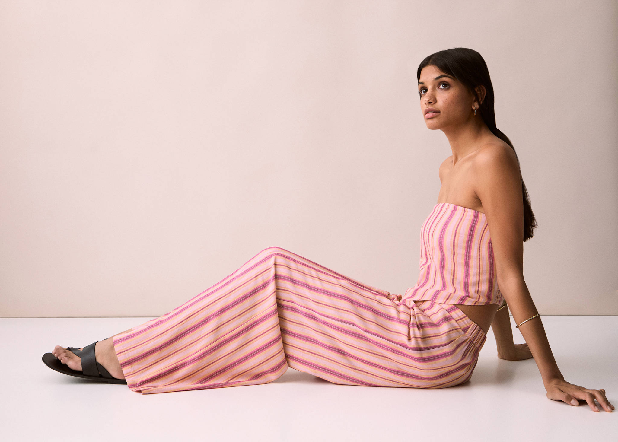 Stripe-print straight trousers - Panoramic plane