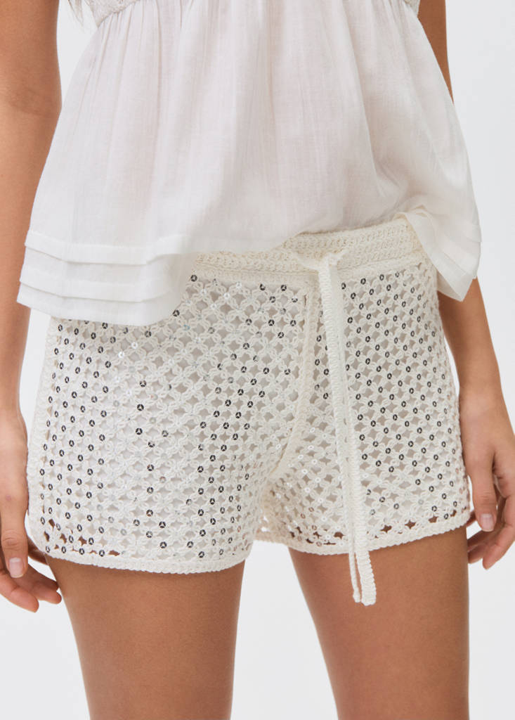 Sequin crochet shorts — Off White