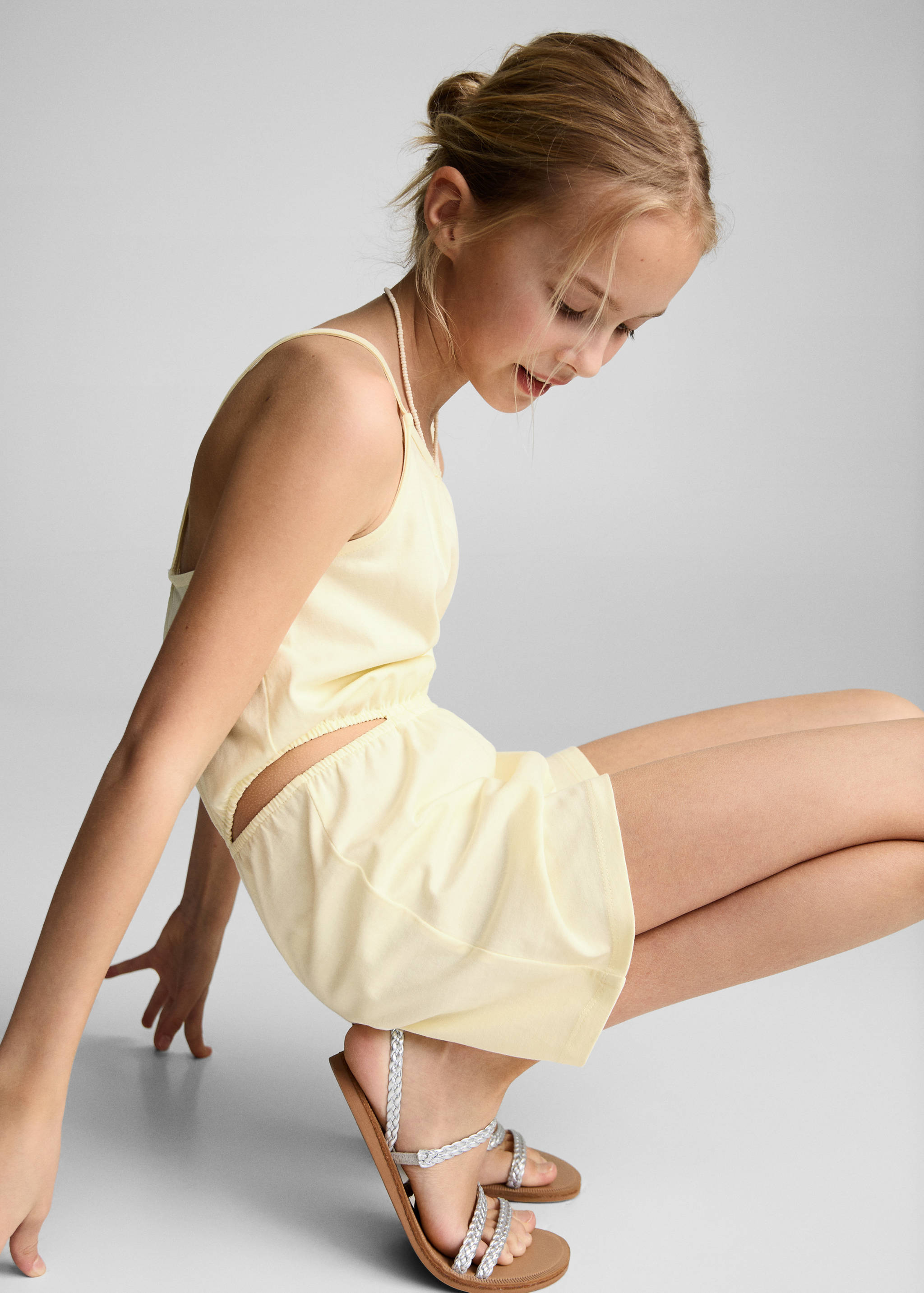 侧面开衩连身裤 - null