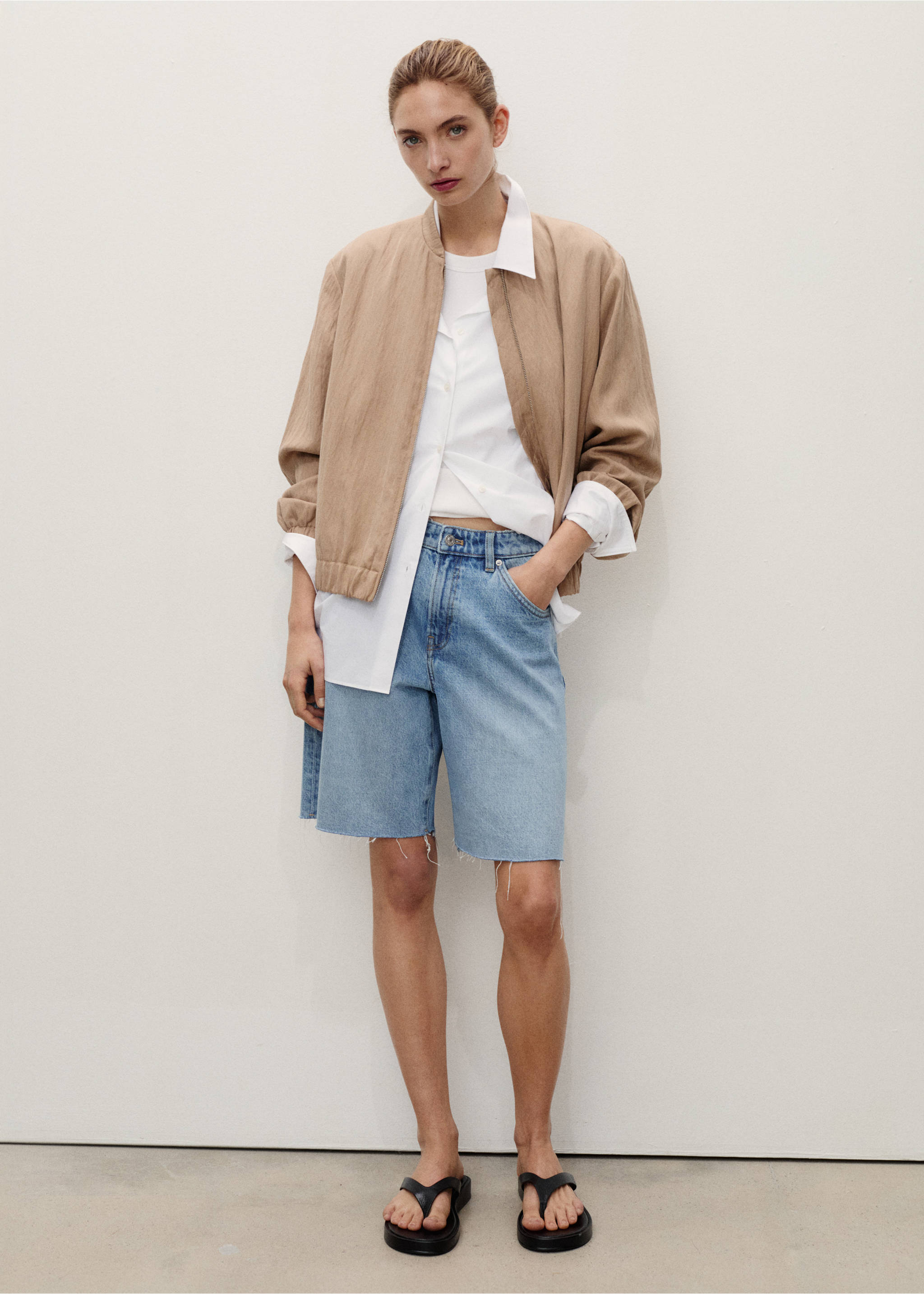 Frayed hem denim shorts - General plane, Medium Blue. Ref: 87048643-00.