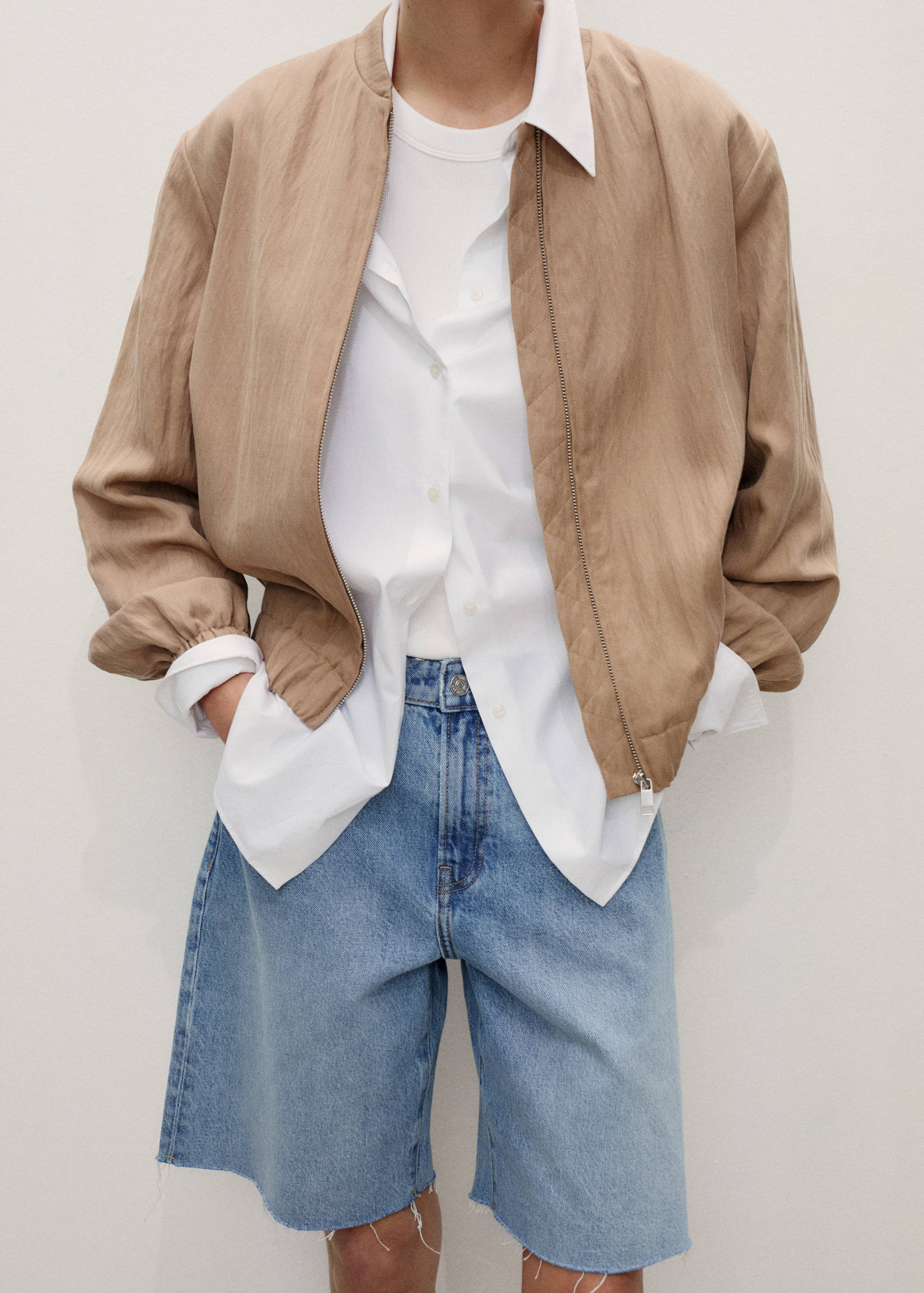 Frayed hem denim shorts - Medium plane