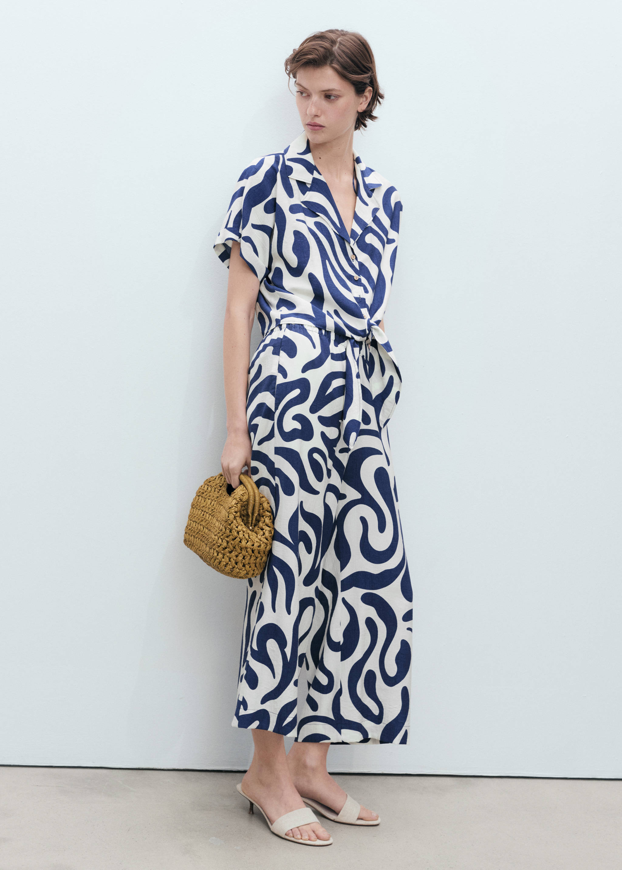 Chemise courte imprimée avec nœud - Plan général