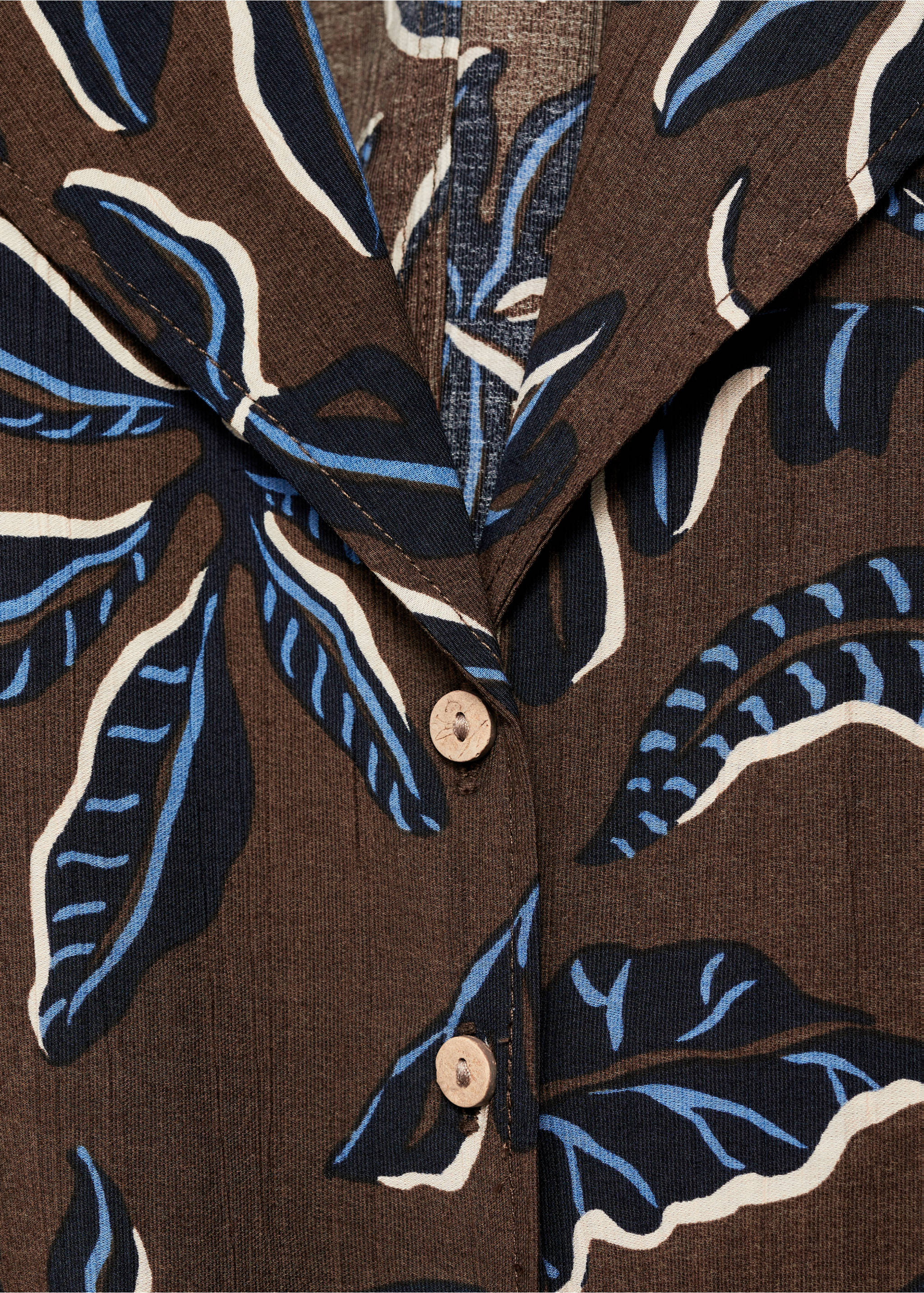 Printed crop shirt with knot detail - Details of the article 8, Brown. Ref: 87048646-00.