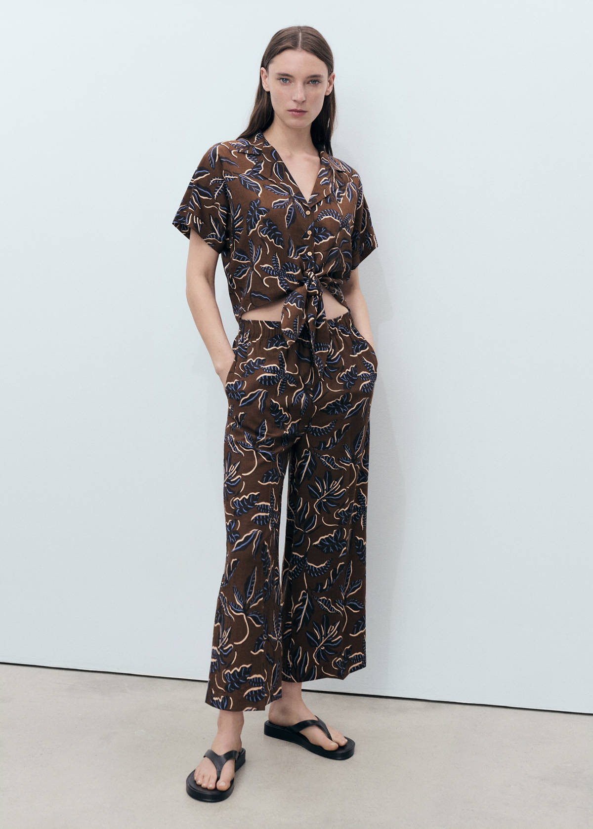 Printed culotte trousers — Brown