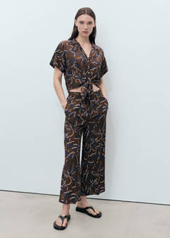 Printed culotte trousers — Brown 2