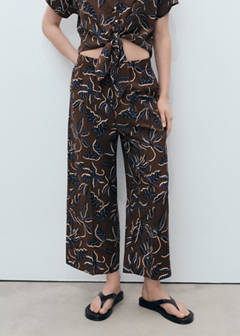 Printed culotte trousers — Brown 1