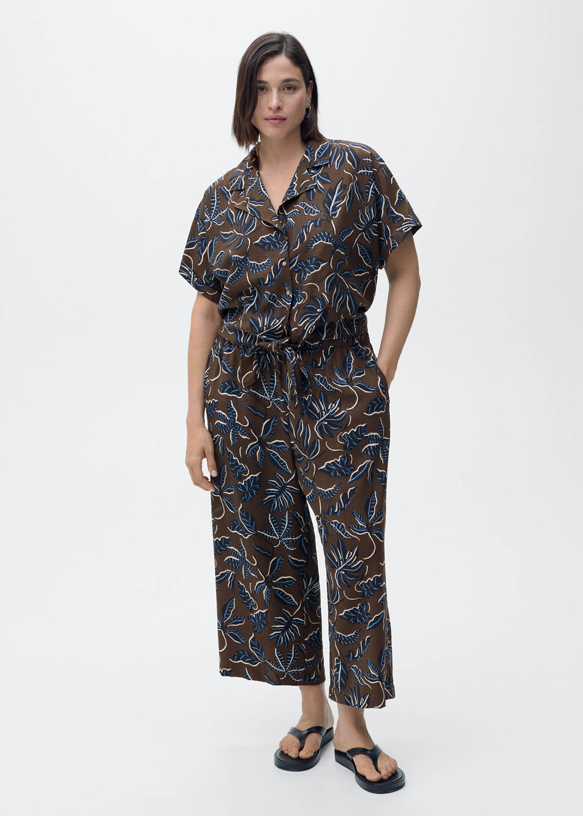Printed culotte trousers — Brown