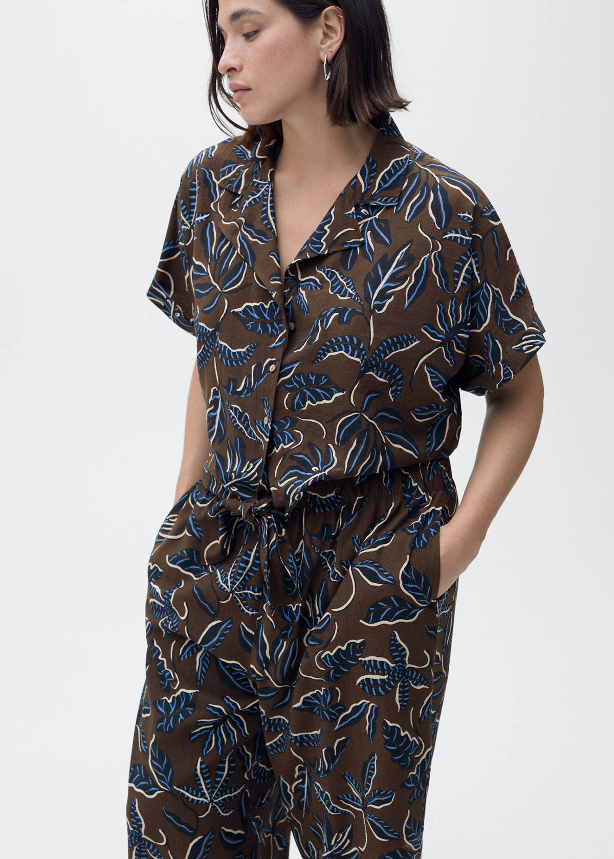 Printed culotte trousers — Brown