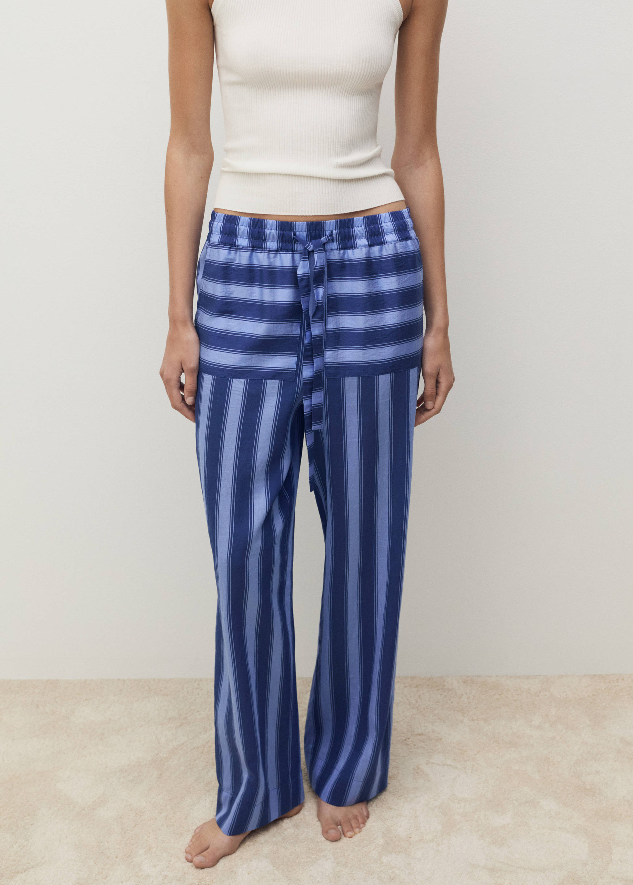 Woven lyocell pants with two-tone stripes - Medium plane