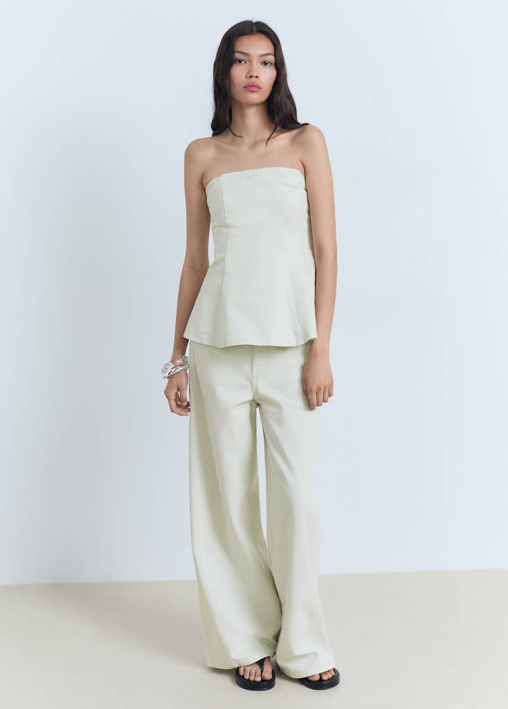 Wide leg mid-rise jeans — Pastel Green