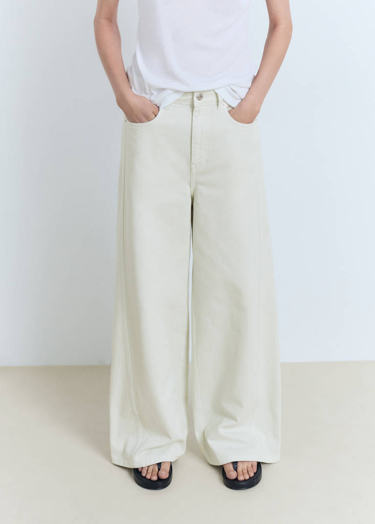 Wide leg mid-rise jeans — Pastel Green