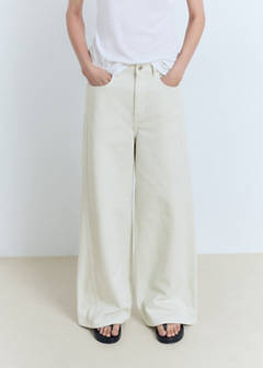 Wide leg mid-rise jeans — Pastel Green 1