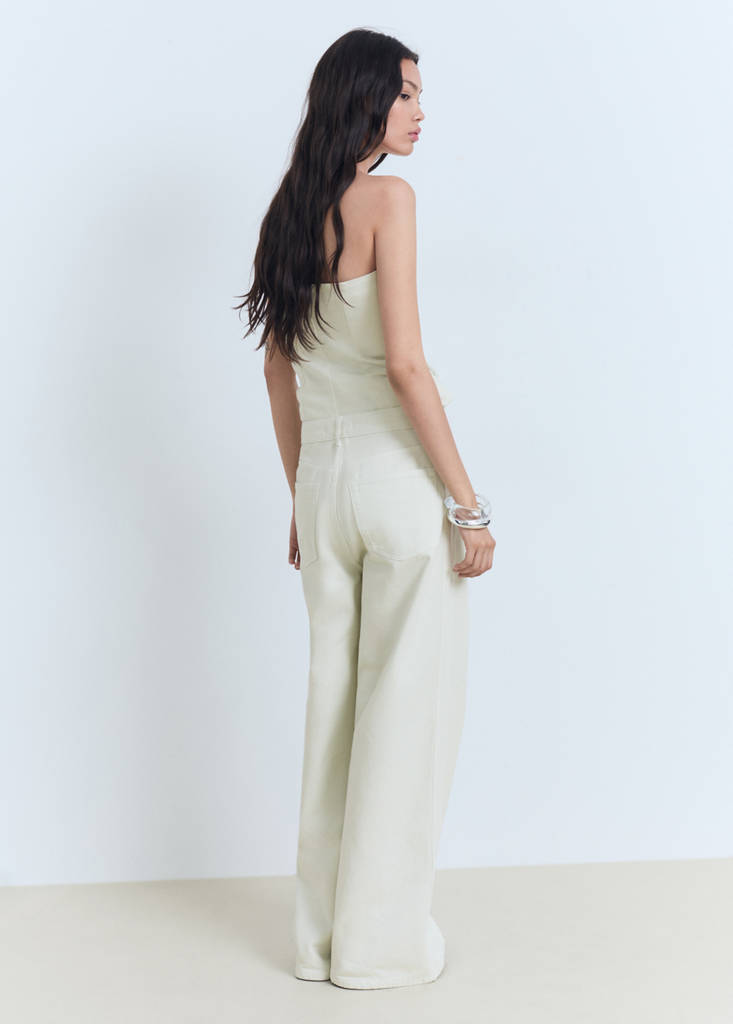 Wide leg mid-rise jeans — Pastel Green