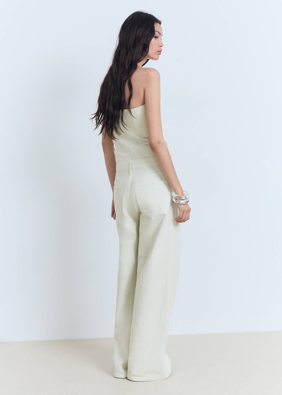 Wide leg mid-rise jeans — Pastel Green