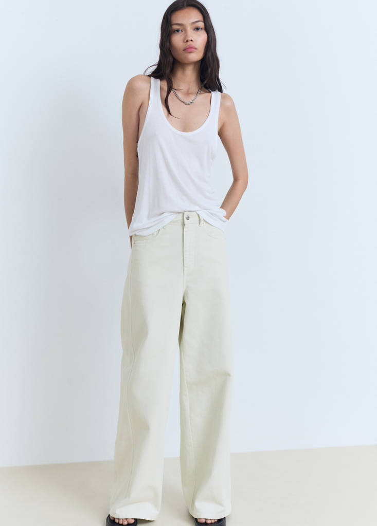 Wide leg mid-rise jeans — Pastel Green
