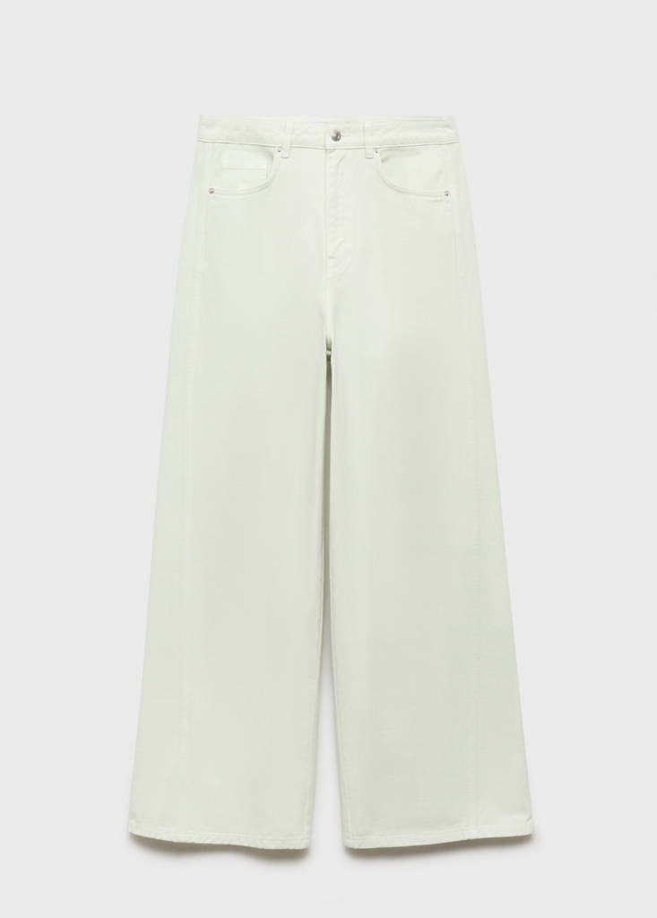 Wide leg mid-rise jeans — Pastel Green