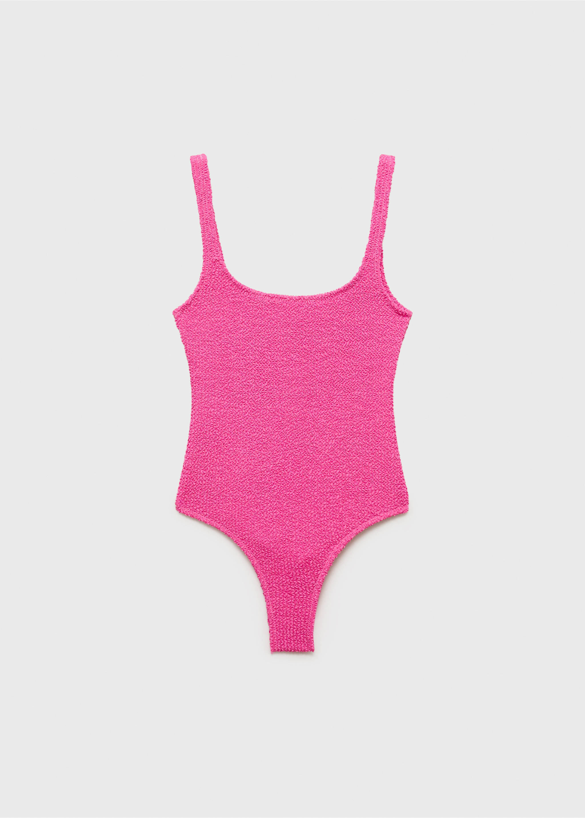 Bright pink textured one-piece swimsuit with a scoop neckline., Pink. Ref: 87049209-00.