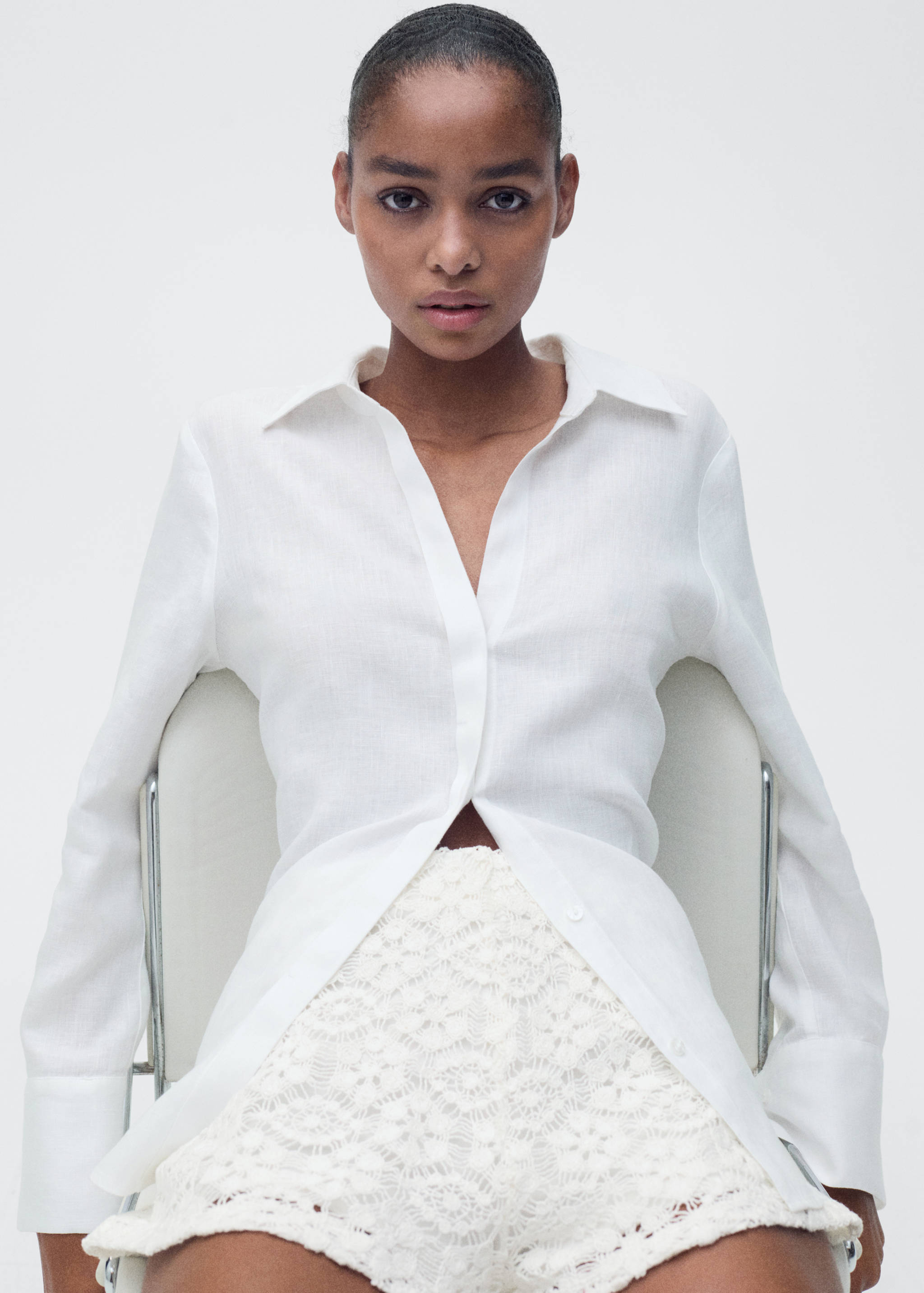 Crochet straight-fit shorts - Medium plane