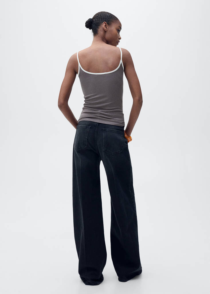 Lyocell top with contrasting trim — Grey