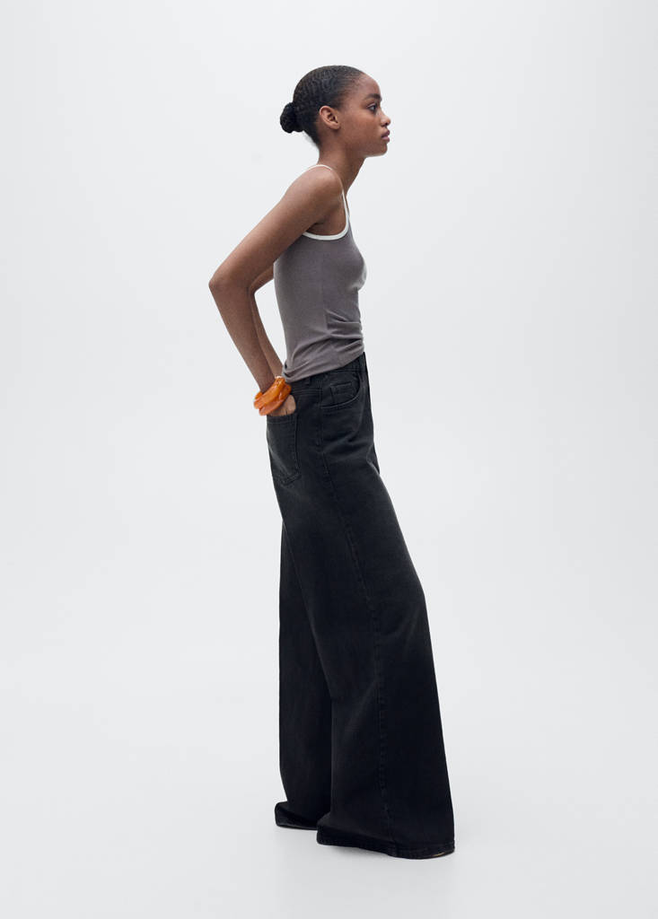 Lyocell top with contrasting trim — Grey