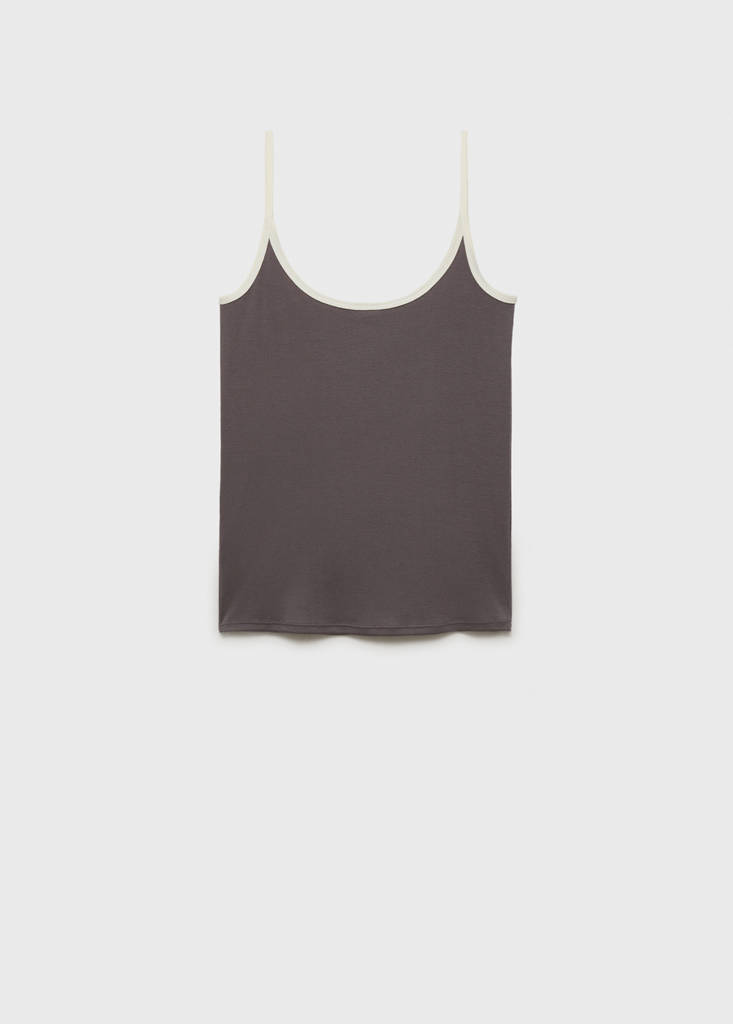 Lyocell top with contrasting trim — Grey