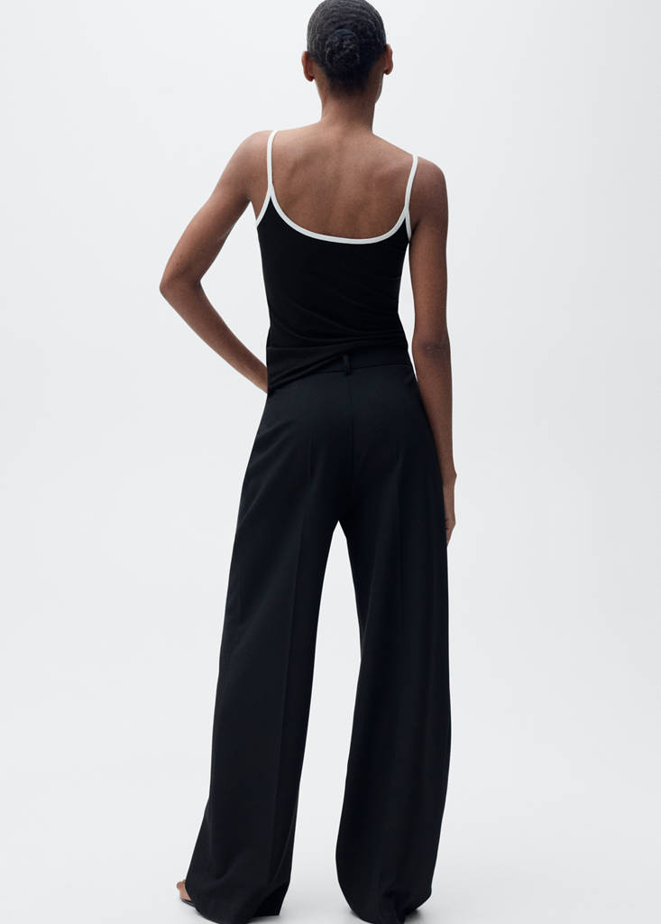 Lyocell top with contrasting trim — Black