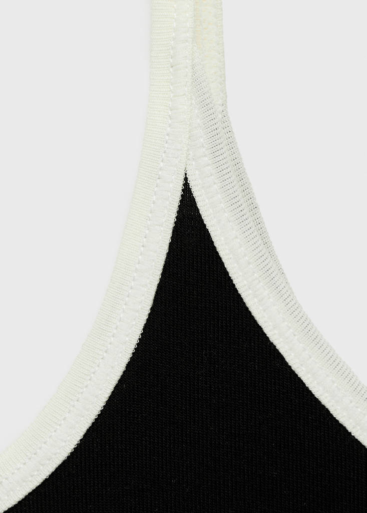 Lyocell top with contrasting trim — Black