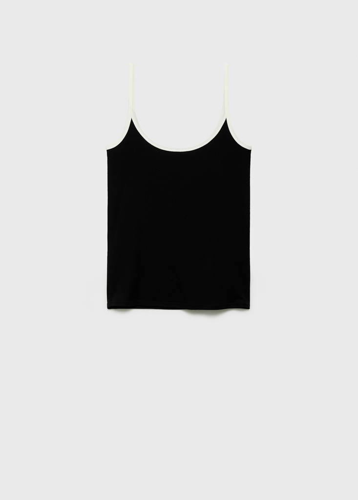 Lyocell top with contrasting trim — Black