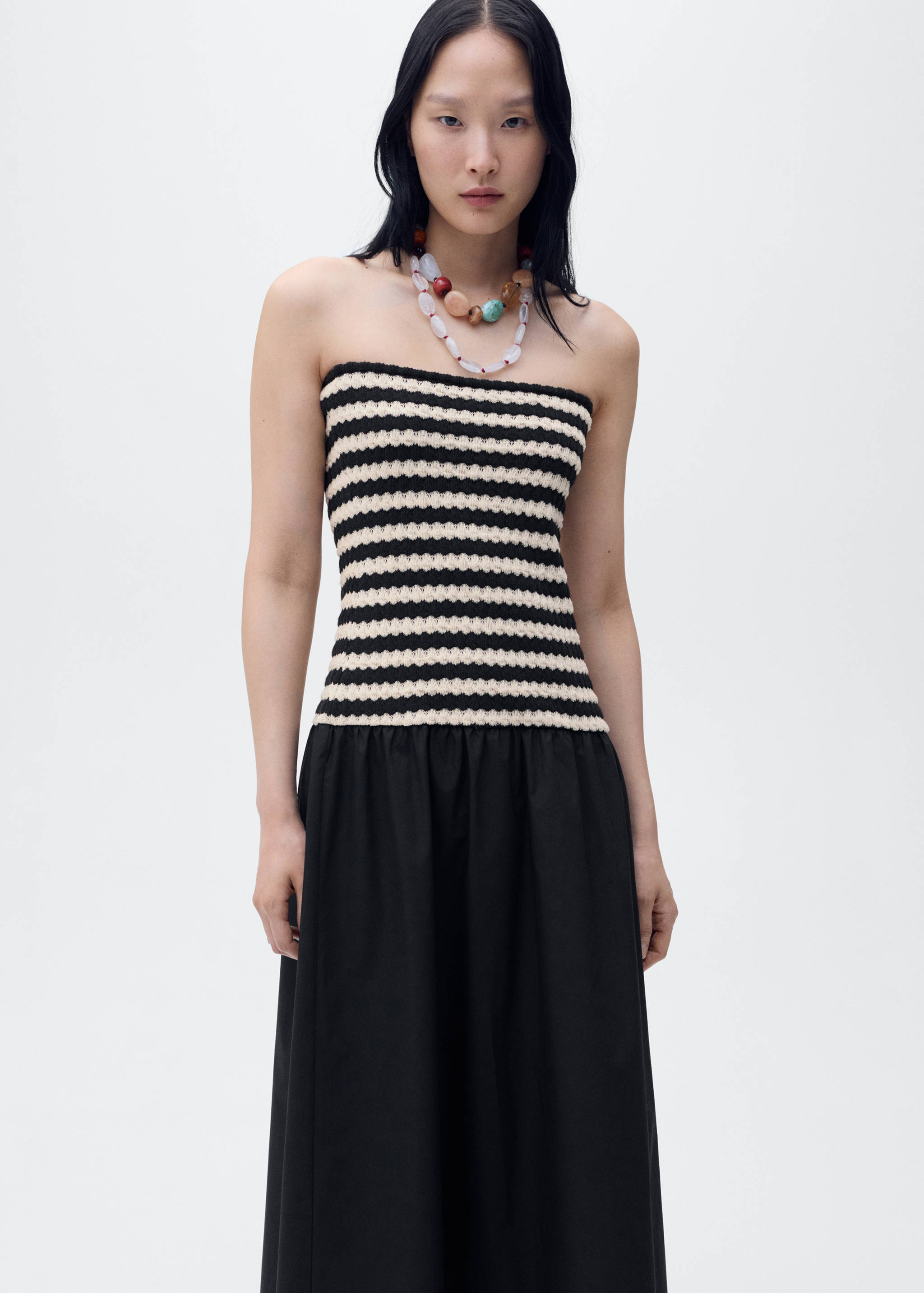 Combined striped strapless dress - Medium plane